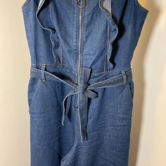 19. Tinseltown Blue Jumpsuit with Wide-Leg Palazzo Style Size Large - Picture 8 of 13